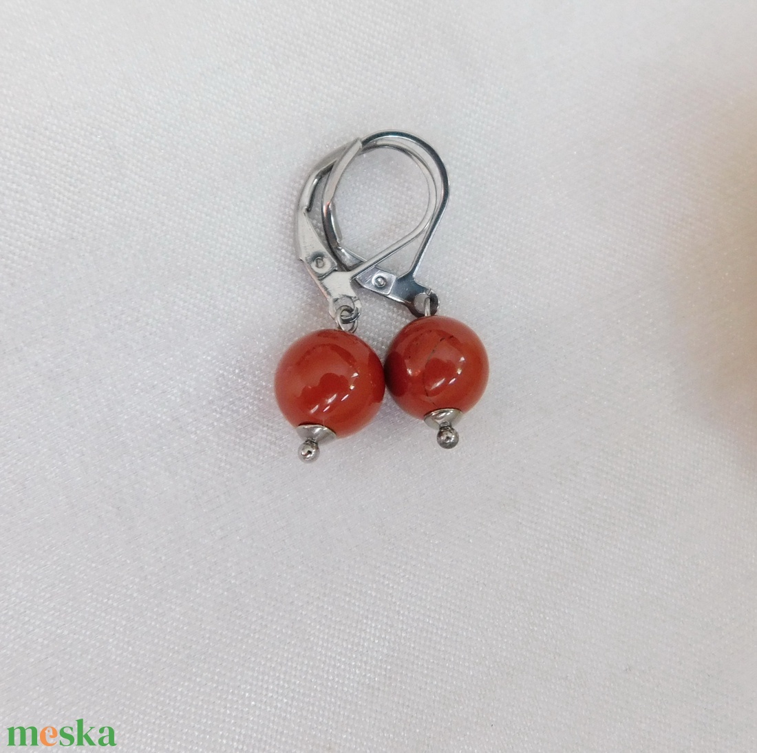 Vörös jáspis fülbevaló - ékszer - fülbevaló - lógó fülbevaló - Meska.hu