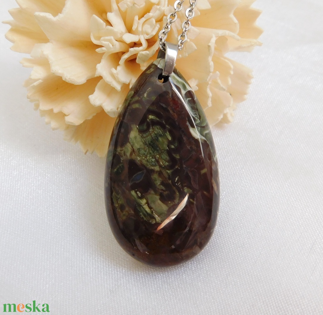 Esőredő jáspis medál - ékszer - nyaklánc - medálos nyaklánc - Meska.hu