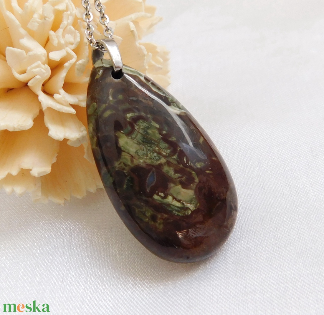 Esőredő jáspis medál - ékszer - nyaklánc - medálos nyaklánc - Meska.hu