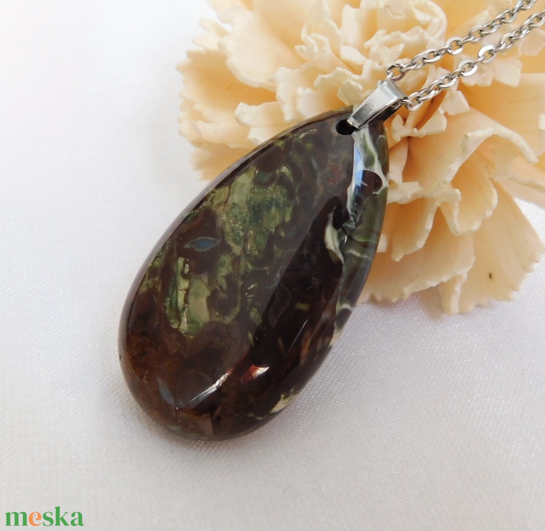 Esőredő jáspis medál - ékszer - nyaklánc - medálos nyaklánc - Meska.hu
