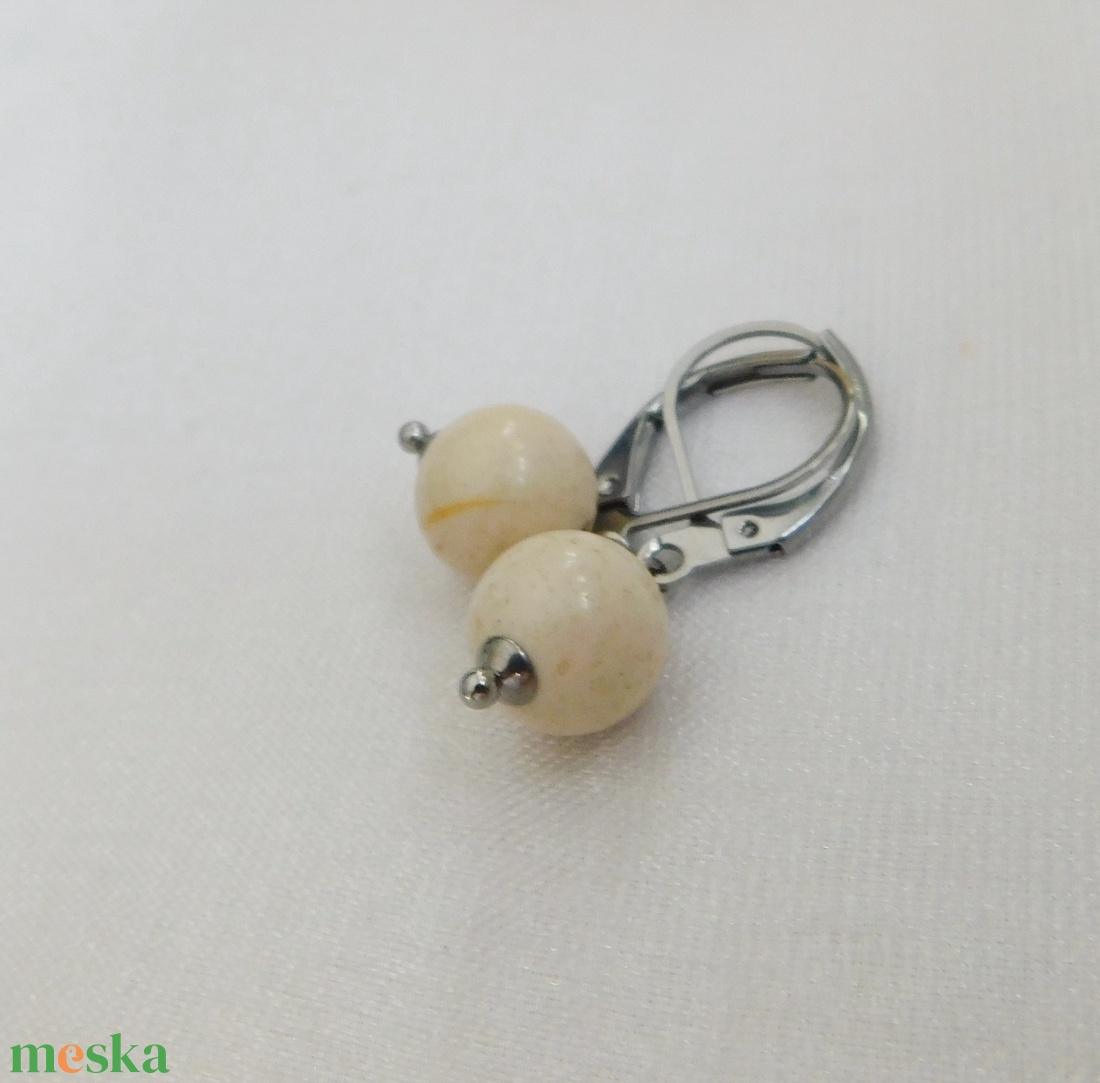 Mokka jáspis fülbevaló - ékszer - fülbevaló - lógó fülbevaló - Meska.hu