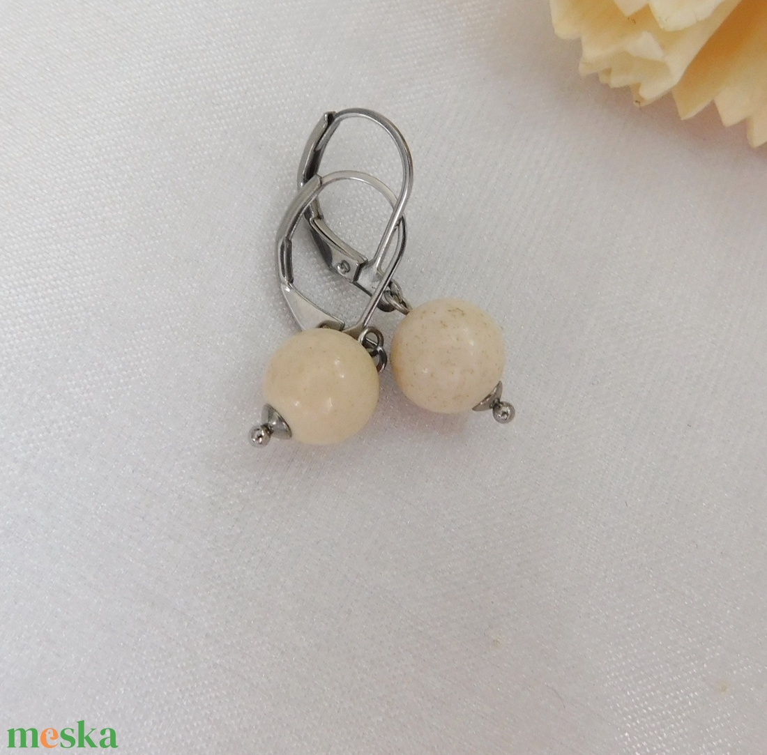 Mokka jáspis fülbevaló - ékszer - fülbevaló - lógó fülbevaló - Meska.hu