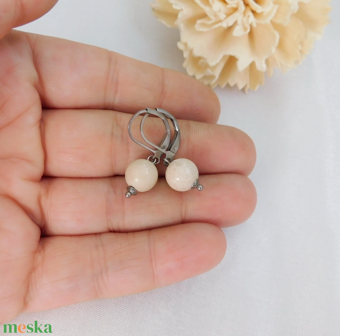 Mokka jáspis fülbevaló - ékszer - fülbevaló - lógó fülbevaló - Meska.hu