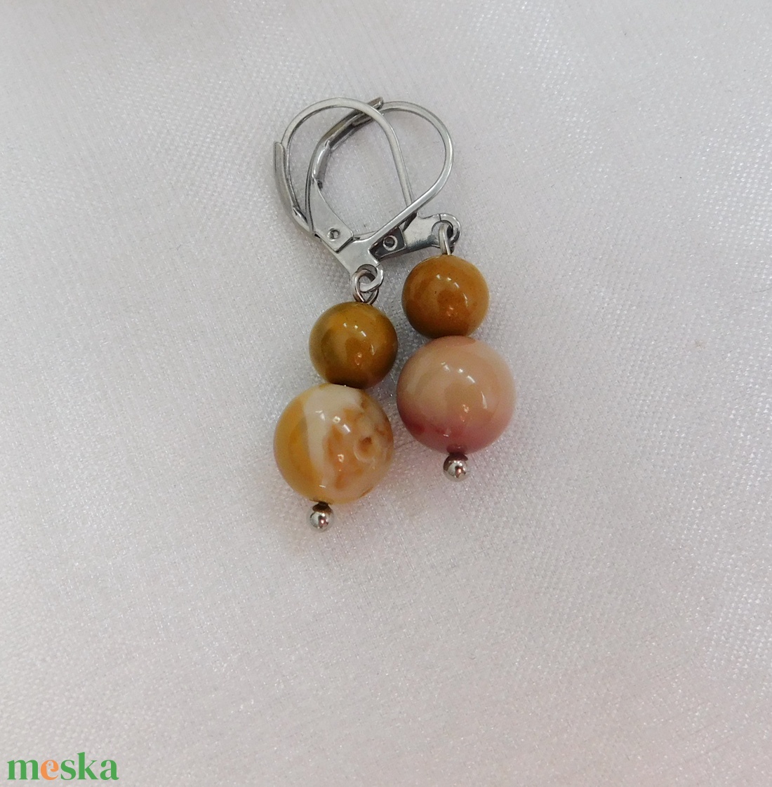 Mokka jáspis fülbevaló - ékszer - fülbevaló - lógó fülbevaló - Meska.hu