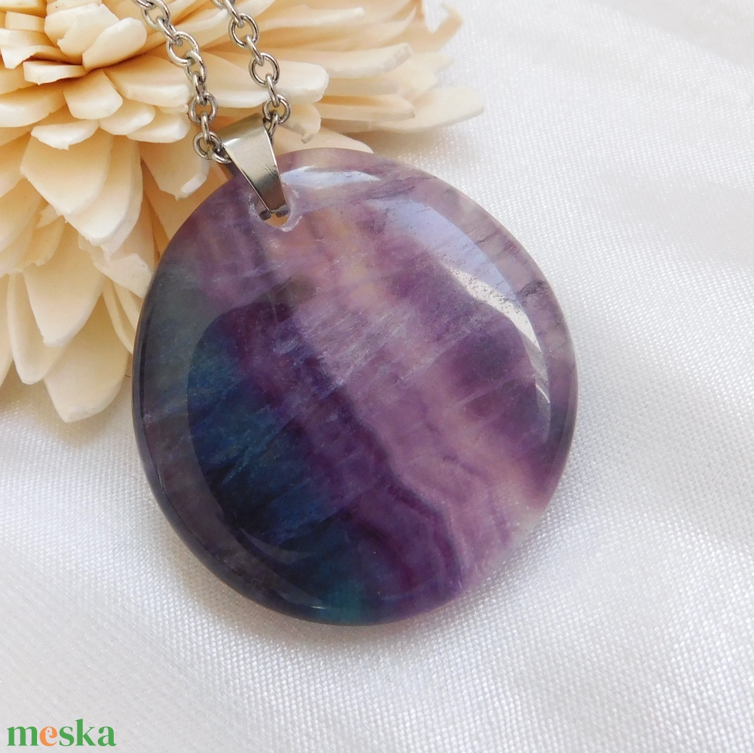 Fluorit medál - ékszer - nyaklánc - medálos nyaklánc - Meska.hu