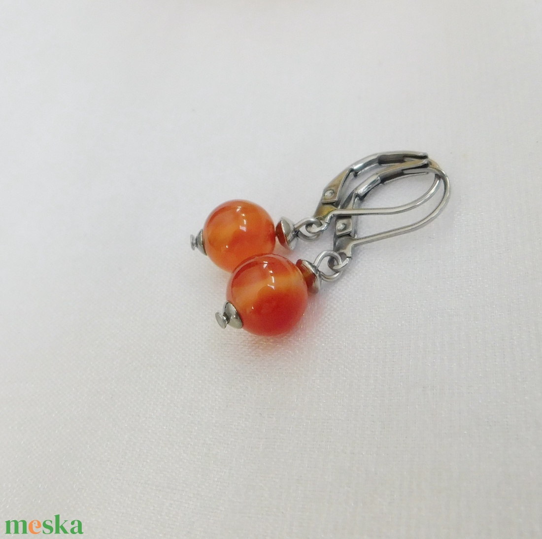 Karneol fülbevaló - ékszer - fülbevaló - lógó fülbevaló - Meska.hu