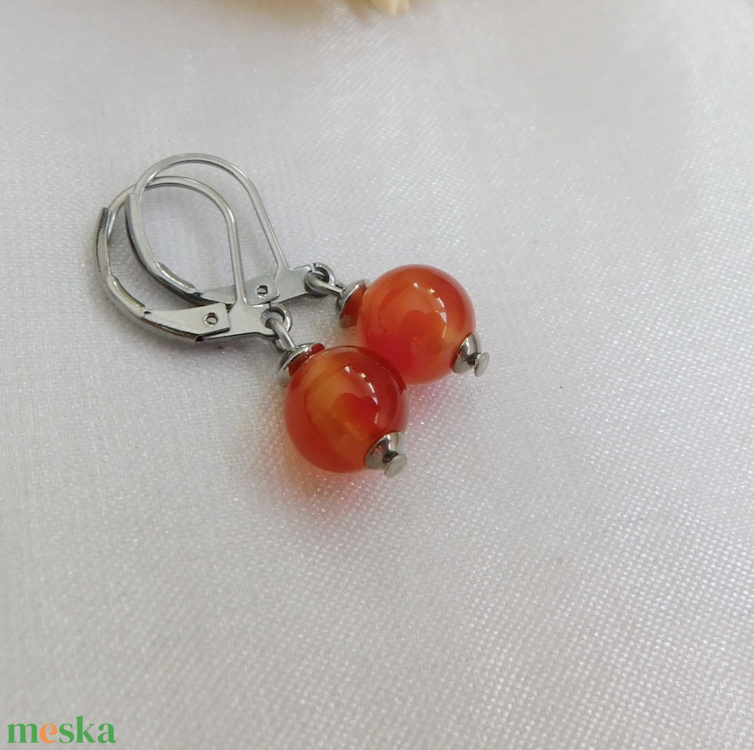 Karneol fülbevaló - ékszer - fülbevaló - lógó fülbevaló - Meska.hu