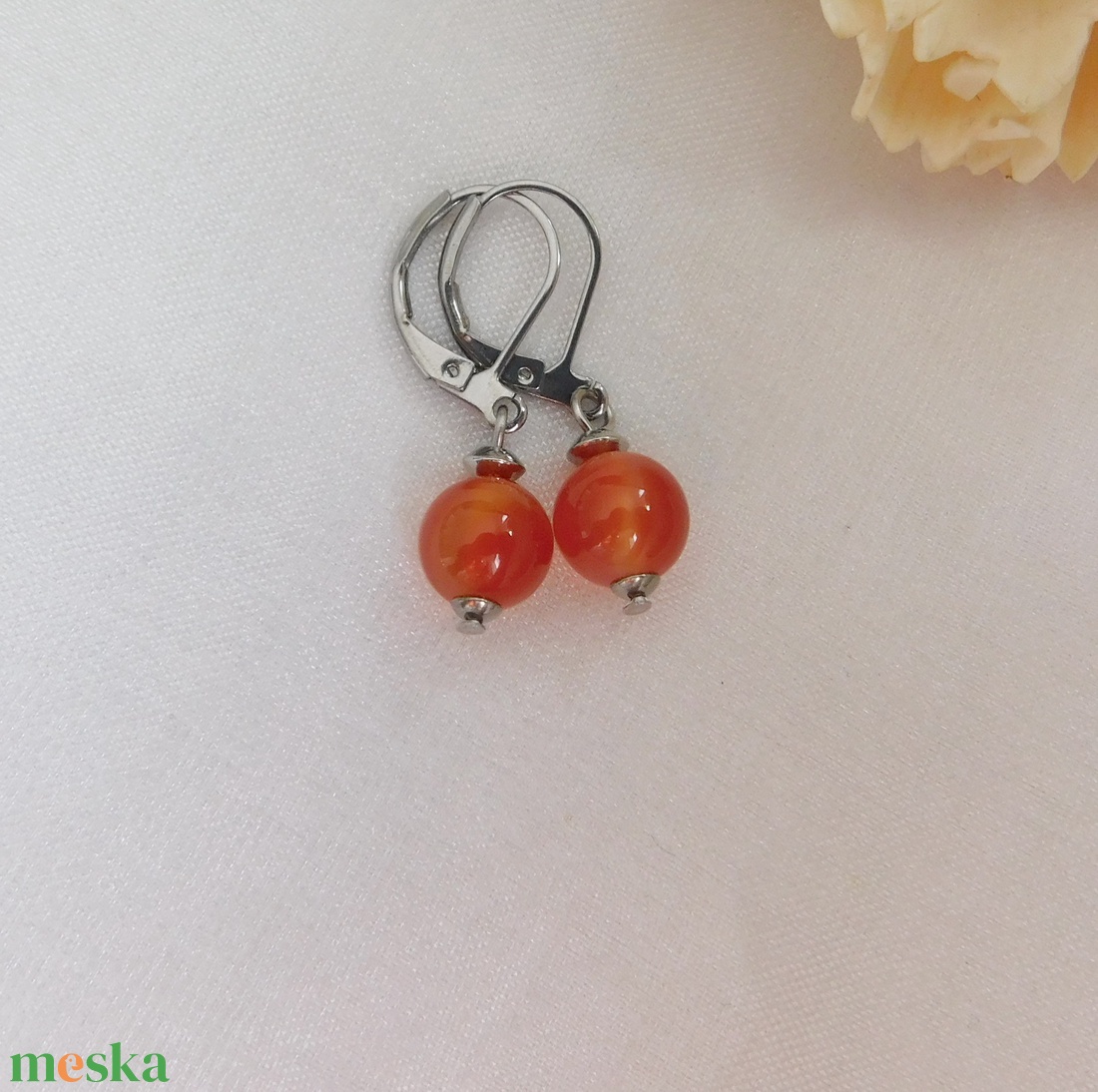Karneol fülbevaló - ékszer - fülbevaló - lógó fülbevaló - Meska.hu