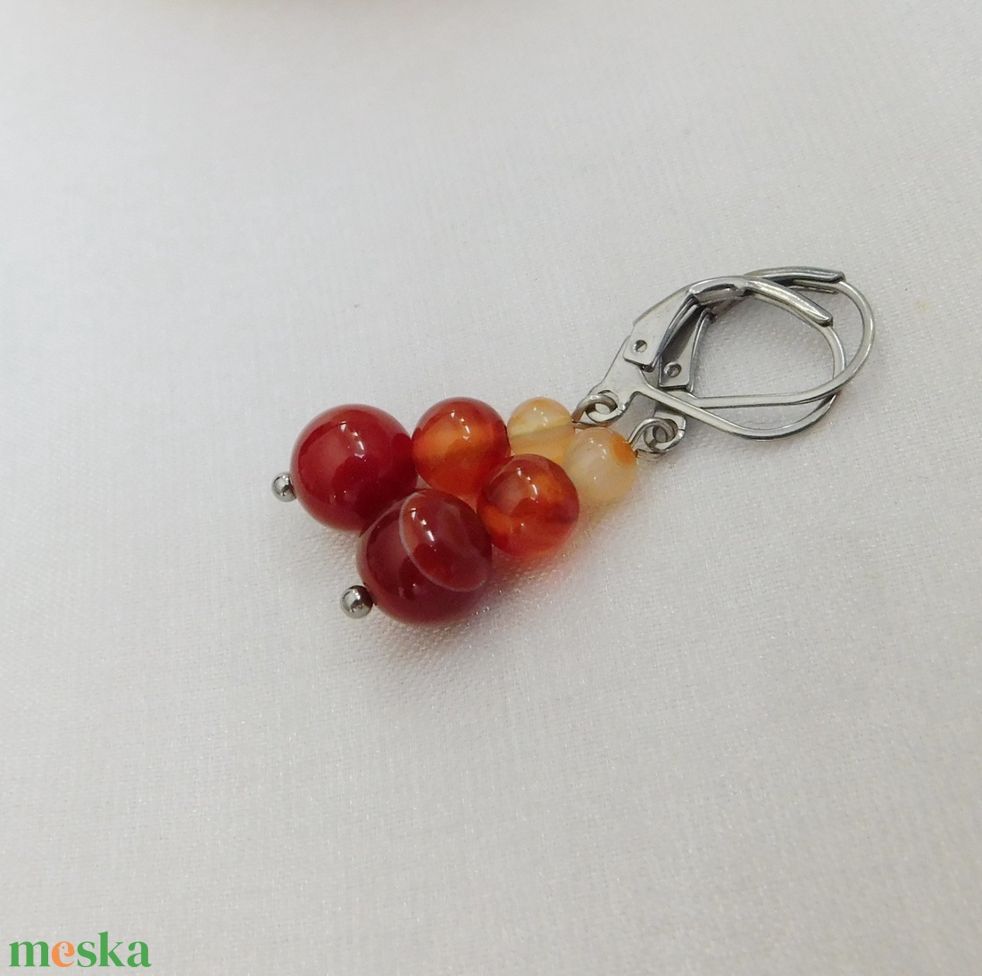 Karneol fülbevaló - ékszer - fülbevaló - lógó fülbevaló - Meska.hu