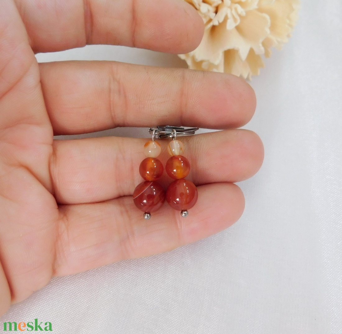 Karneol fülbevaló - ékszer - fülbevaló - lógó fülbevaló - Meska.hu