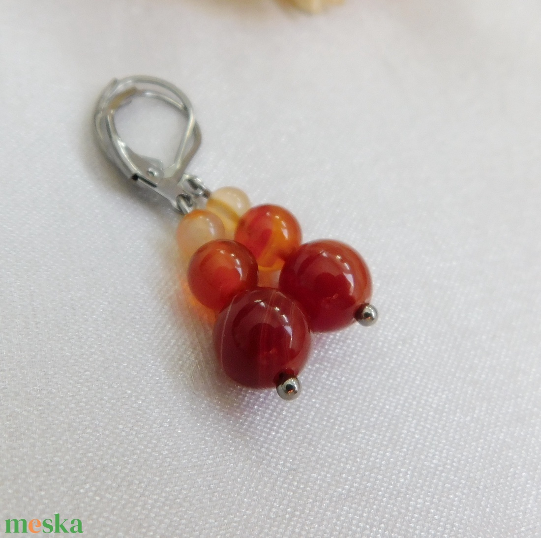 Karneol fülbevaló - ékszer - fülbevaló - lógó fülbevaló - Meska.hu