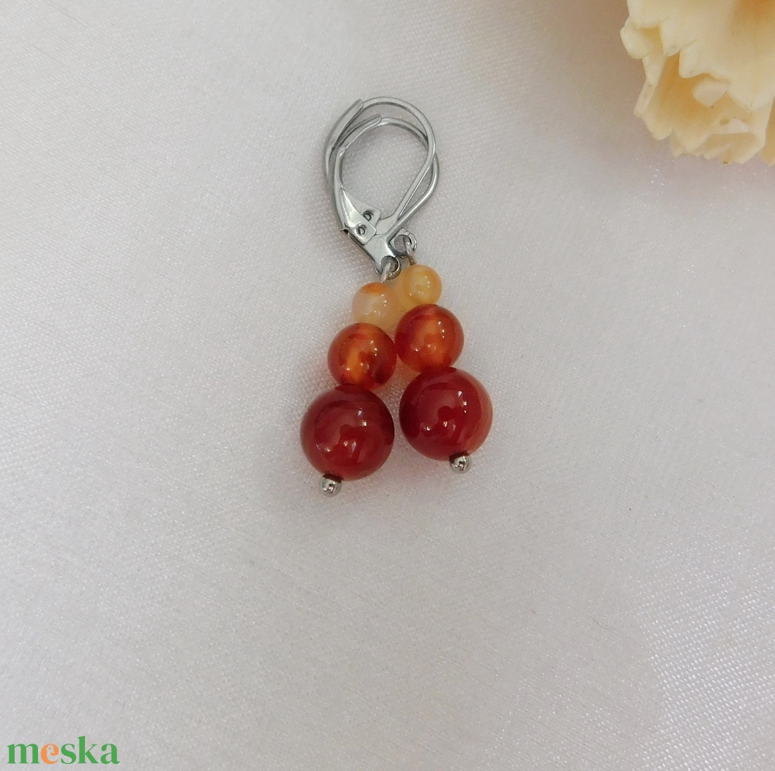 Karneol fülbevaló - ékszer - fülbevaló - lógó fülbevaló - Meska.hu