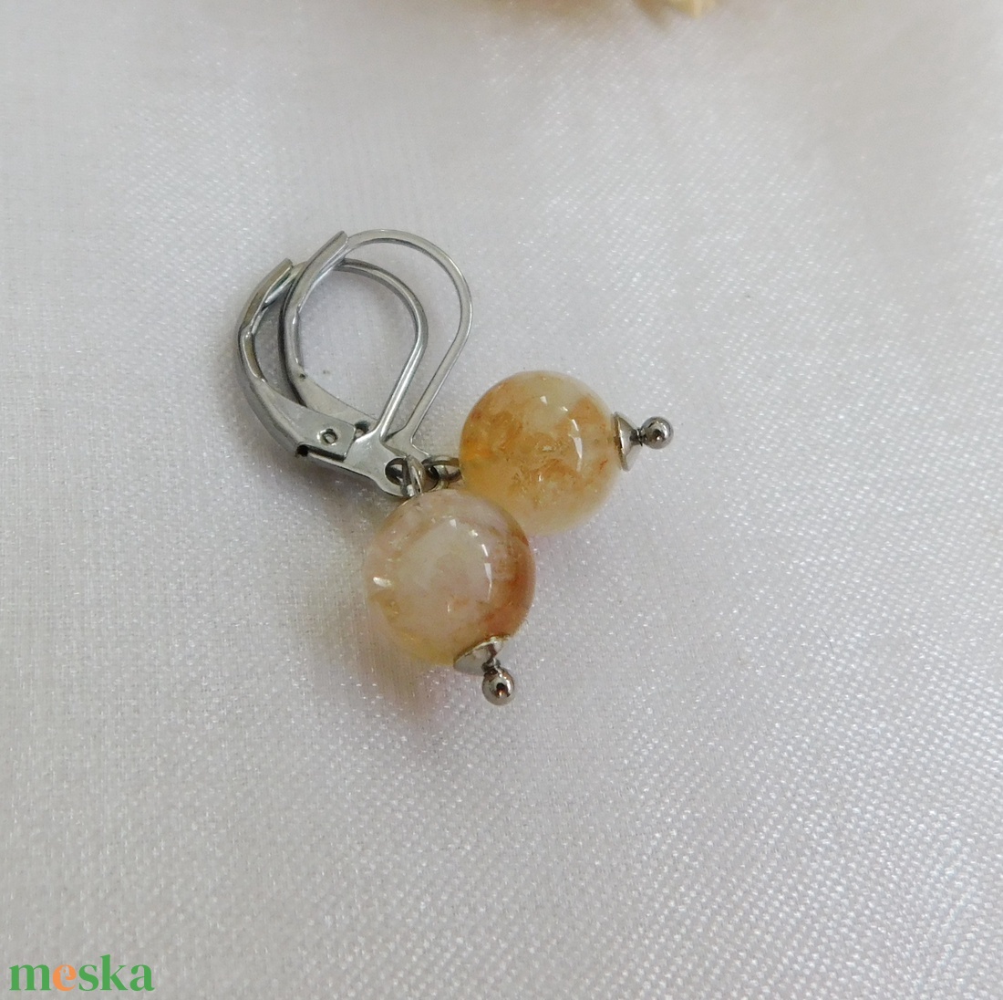 Citrin fülbevaló - ékszer - fülbevaló - lógó fülbevaló - Meska.hu