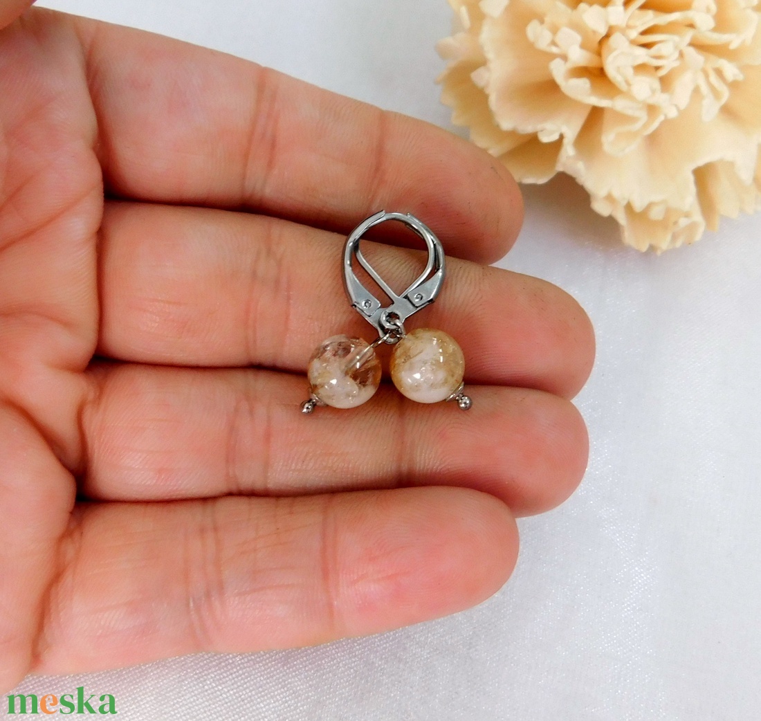 Citrin fülbevaló - ékszer - fülbevaló - lógó fülbevaló - Meska.hu