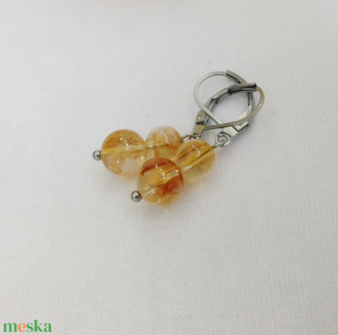 Citrin fülbevaló - ékszer - fülbevaló - lógó fülbevaló - Meska.hu