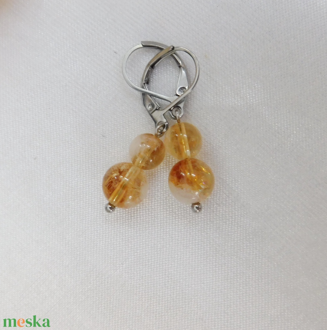 Citrin fülbevaló - ékszer - fülbevaló - lógó fülbevaló - Meska.hu