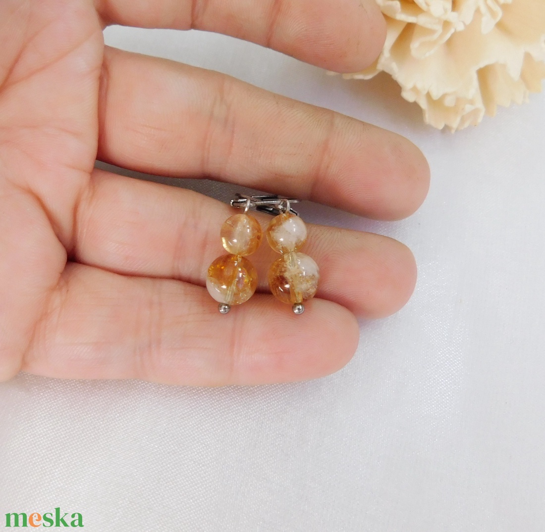 Citrin fülbevaló - ékszer - fülbevaló - lógó fülbevaló - Meska.hu