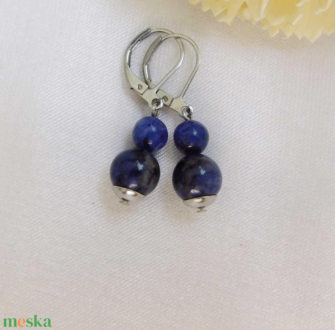 Szodalit fülbevaló - ékszer - fülbevaló - lógó fülbevaló - Meska.hu