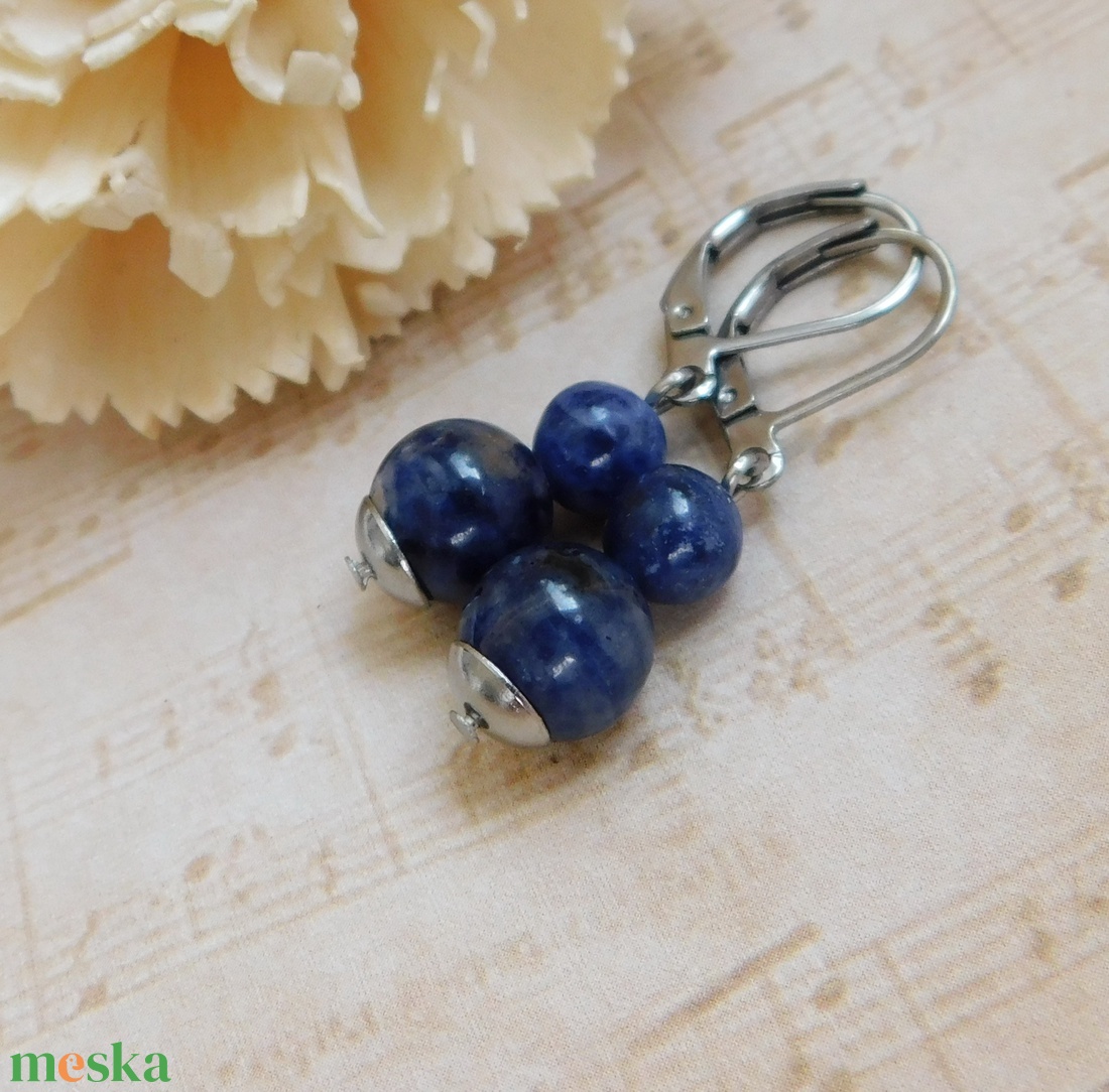 Szodalit fülbevaló - ékszer - fülbevaló - lógó fülbevaló - Meska.hu