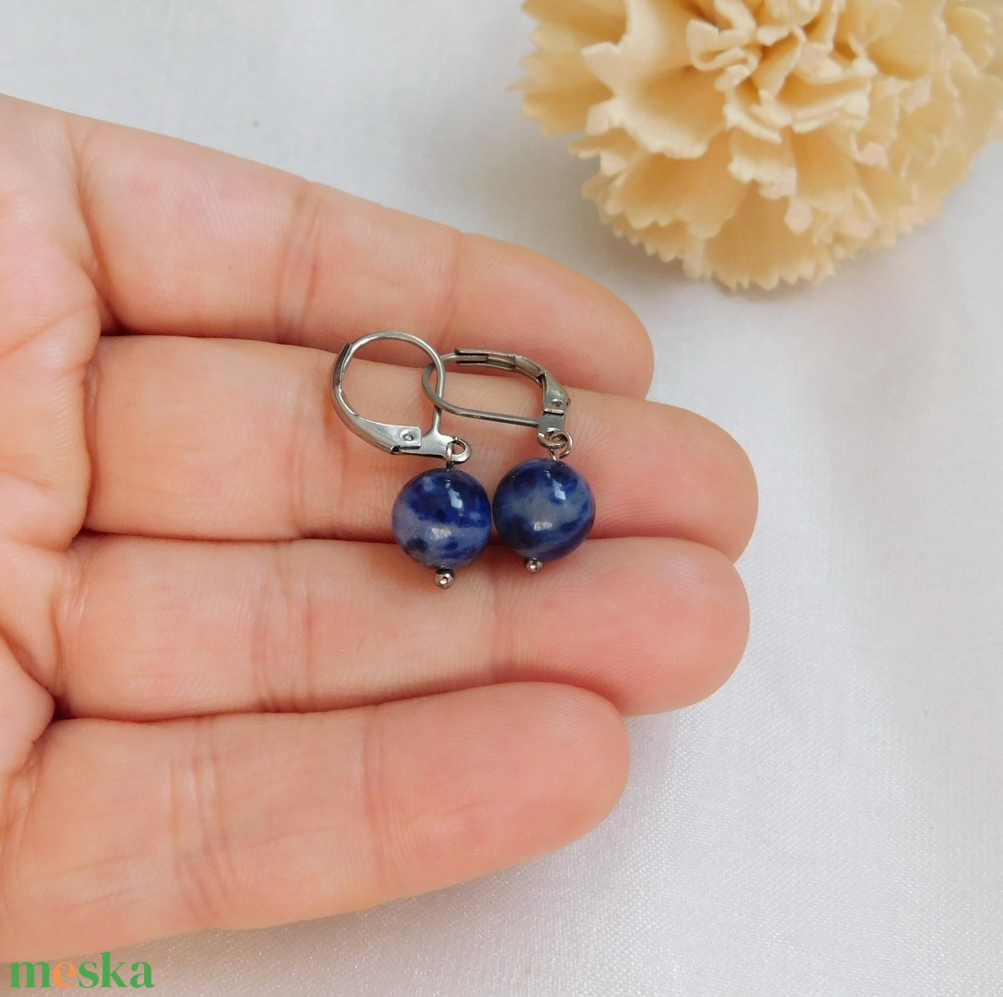 Szodalit fülbevaló - ékszer - fülbevaló - lógó fülbevaló - Meska.hu