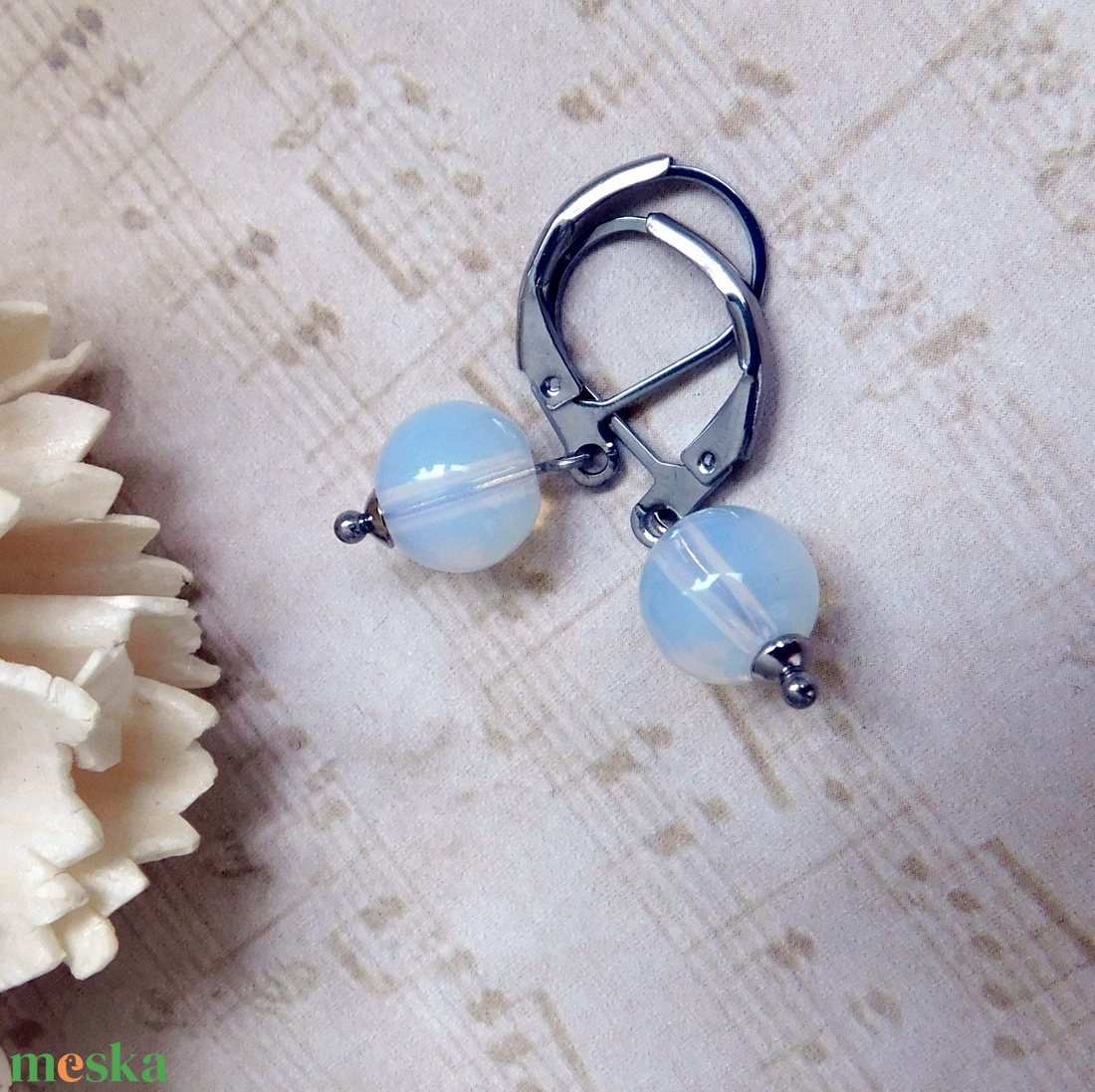 Opalit fülbevaló - ékszer - fülbevaló - lógó fülbevaló - Meska.hu