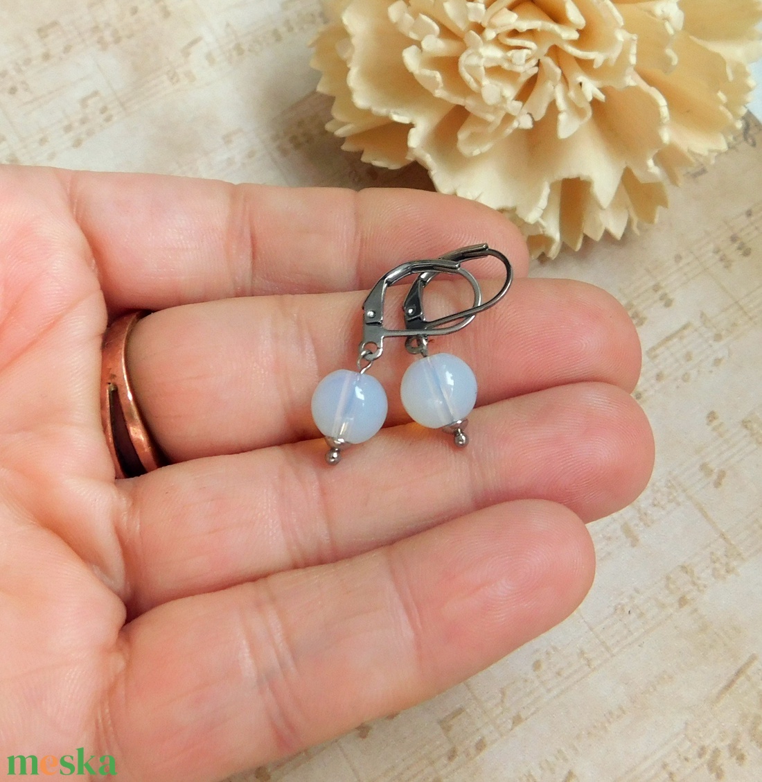 Opalit fülbevaló - ékszer - fülbevaló - lógó fülbevaló - Meska.hu