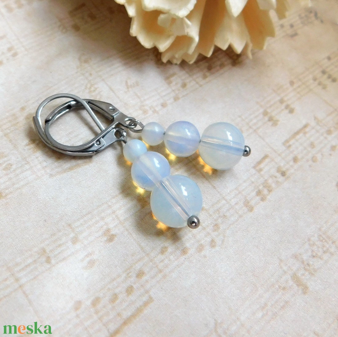 Opalit fülbevaló - ékszer - fülbevaló - lógó fülbevaló - Meska.hu