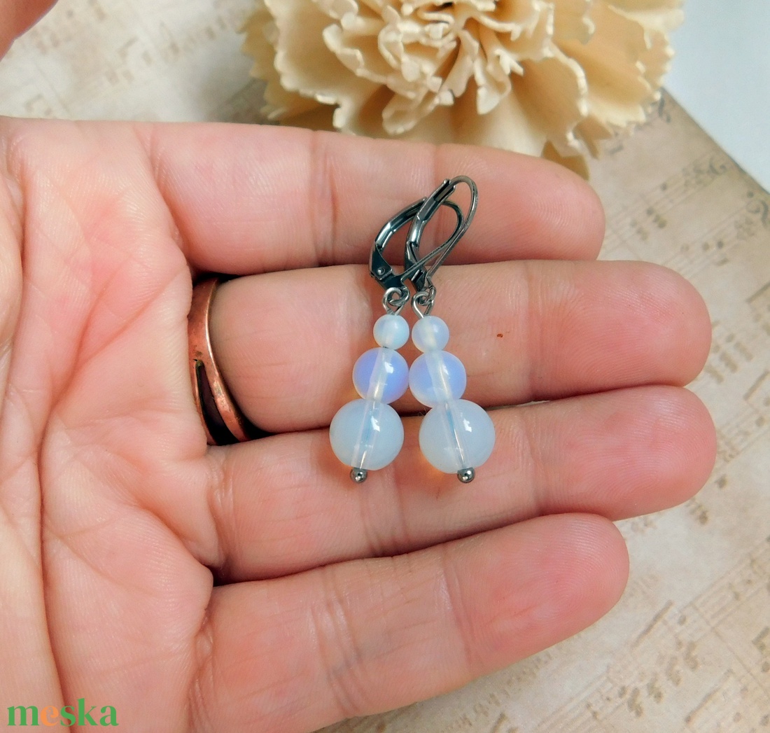 Opalit fülbevaló - ékszer - fülbevaló - lógó fülbevaló - Meska.hu