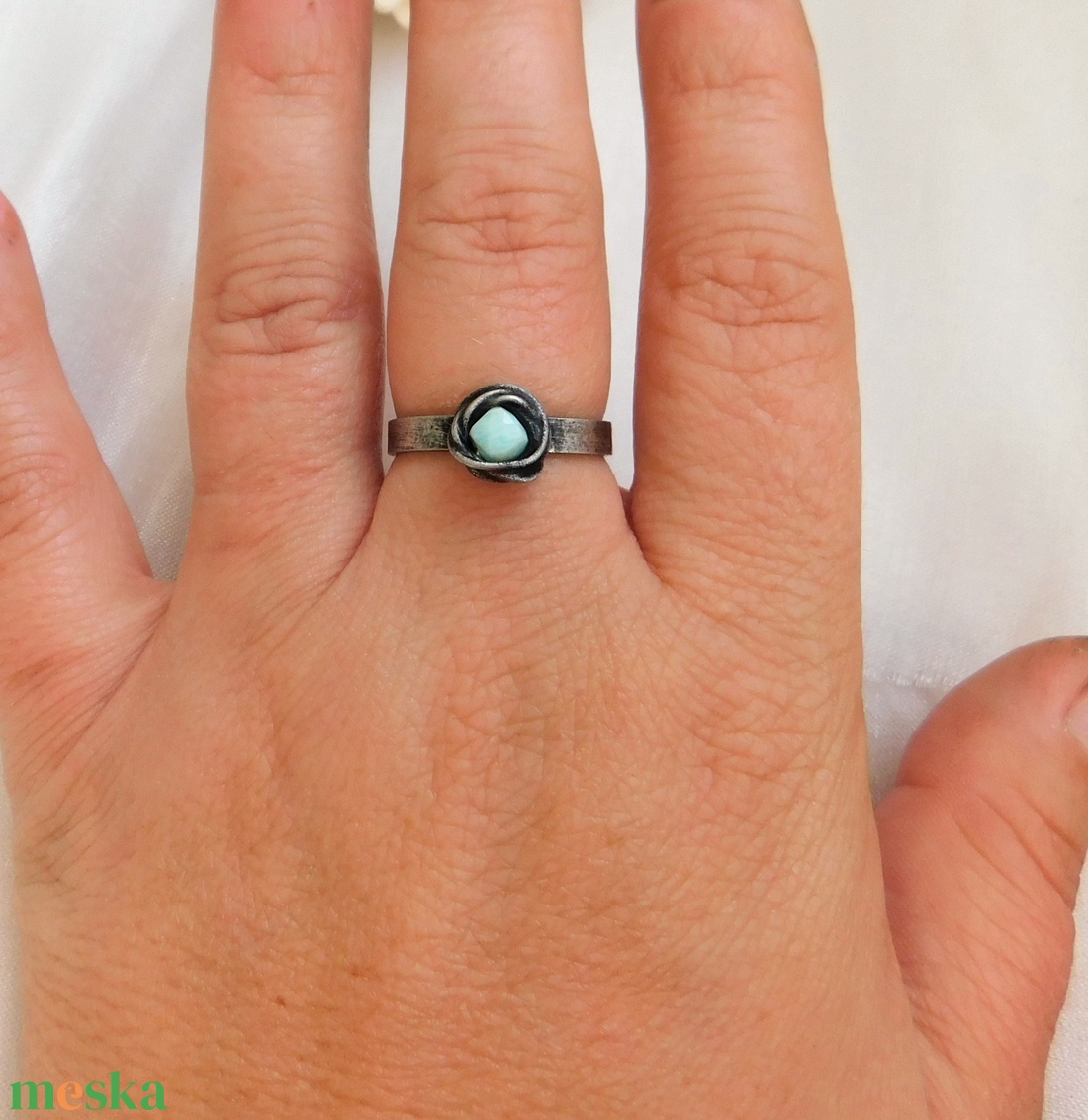 Amazonit gyűrű - ékszer - gyűrű - szoliter gyűrű - Meska.hu