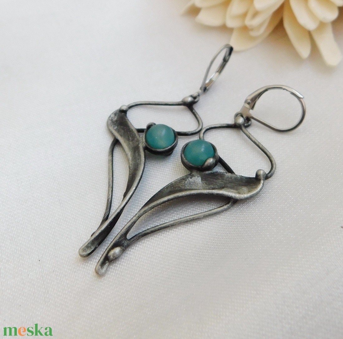 Amazonit fülbevaló - ékszer - fülbevaló - lógó fülbevaló - Meska.hu