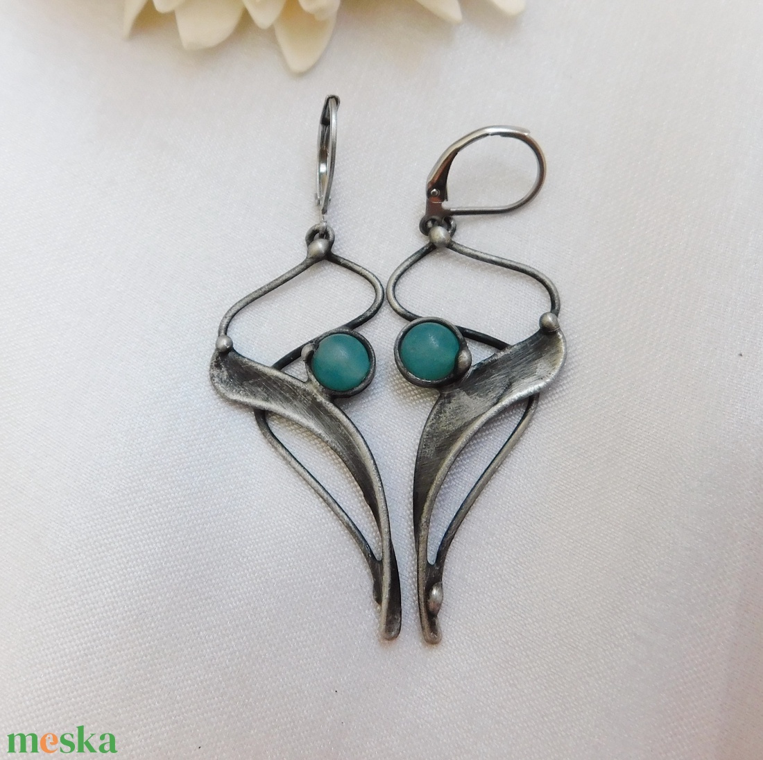 Amazonit fülbevaló - ékszer - fülbevaló - lógó fülbevaló - Meska.hu