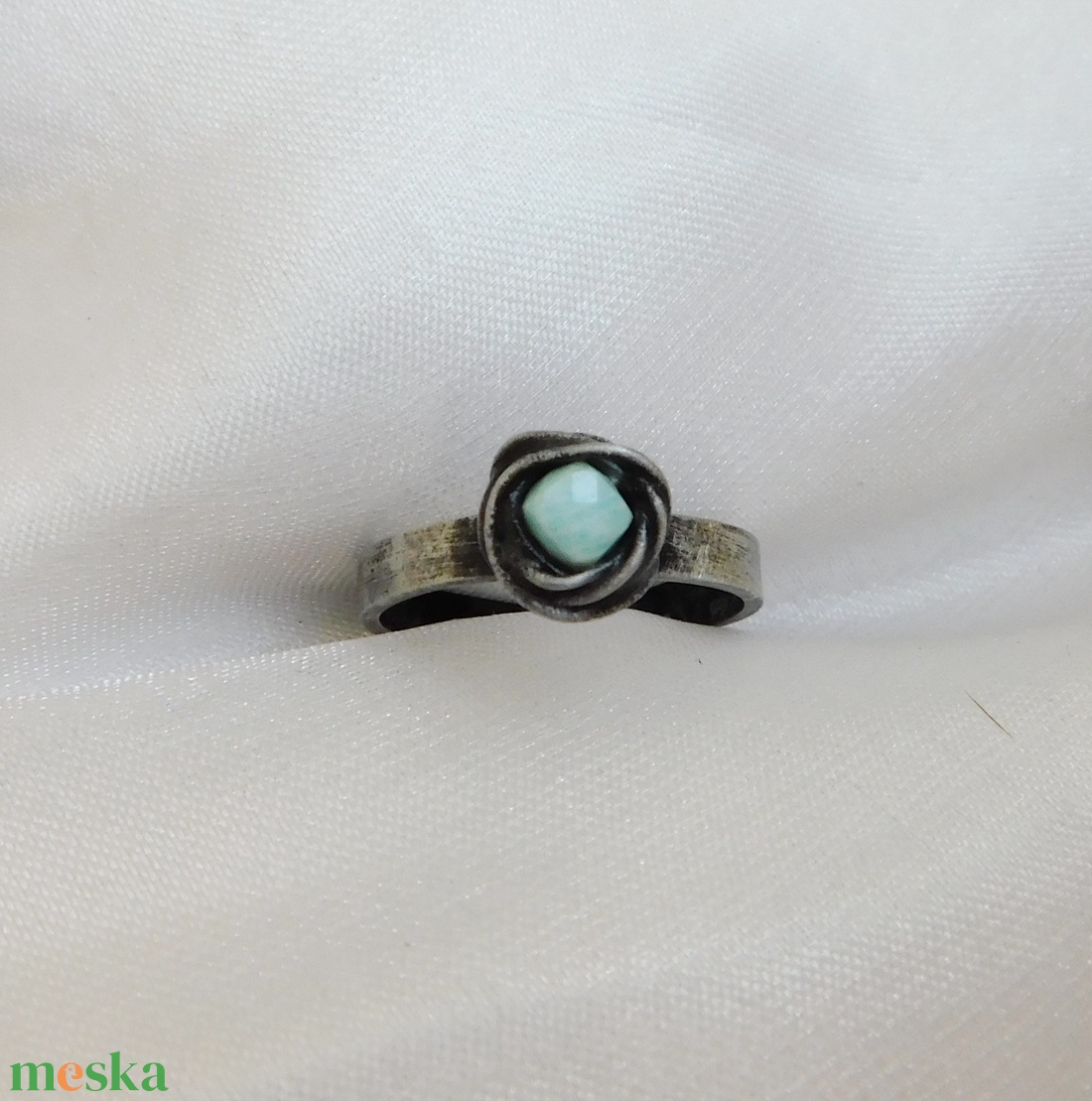 Amazonit gyűrű - ékszer - gyűrű - szoliter gyűrű - Meska.hu