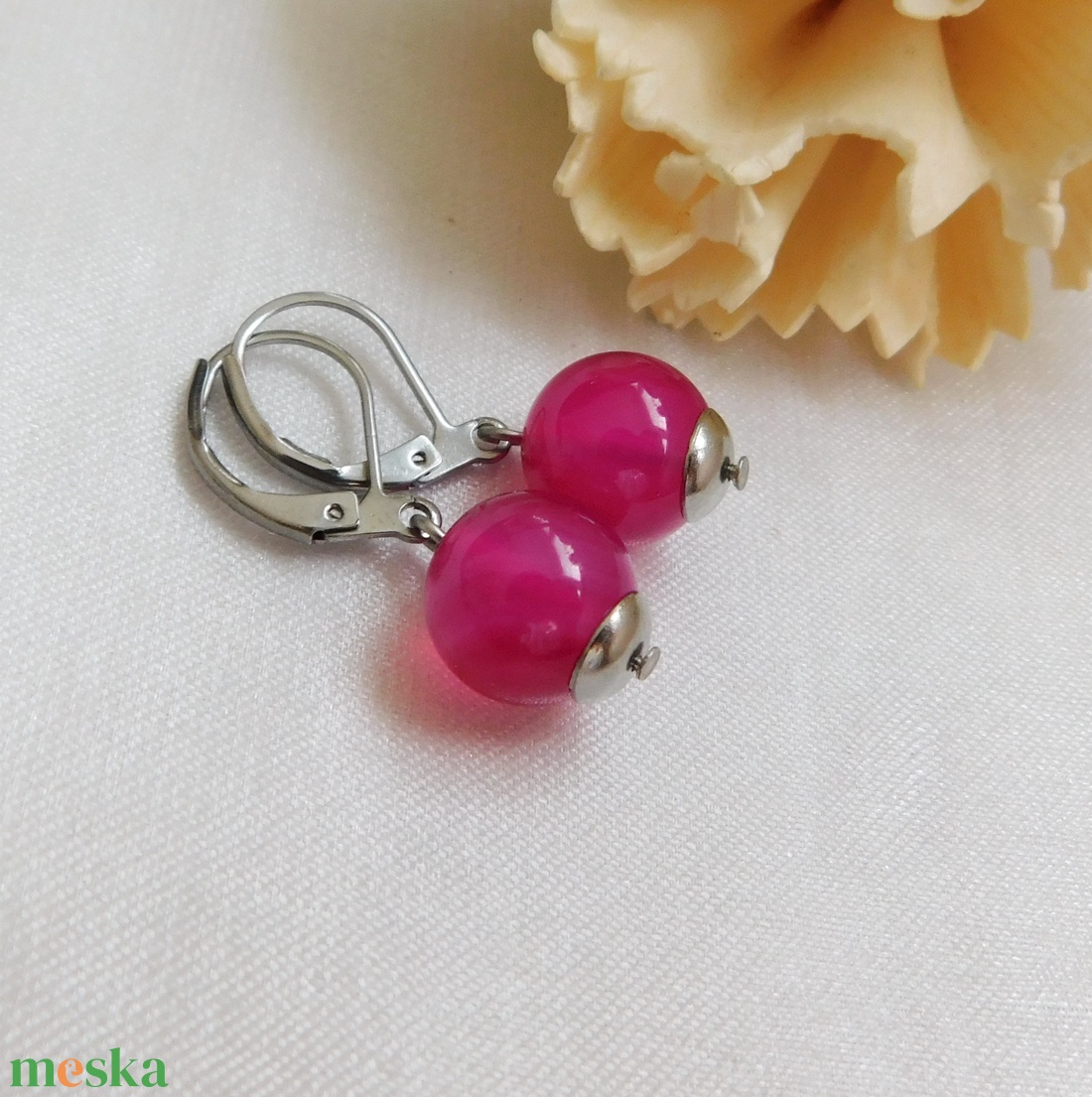 Achát fülbevaló - ékszer - fülbevaló - lógó fülbevaló - Meska.hu