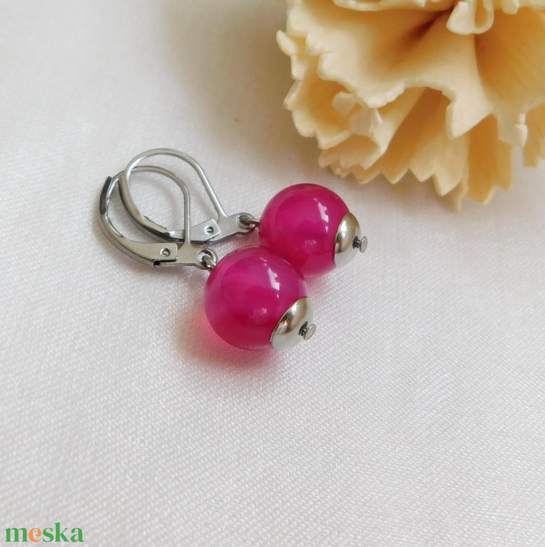 Achát fülbevaló - ékszer - fülbevaló - lógó fülbevaló - Meska.hu