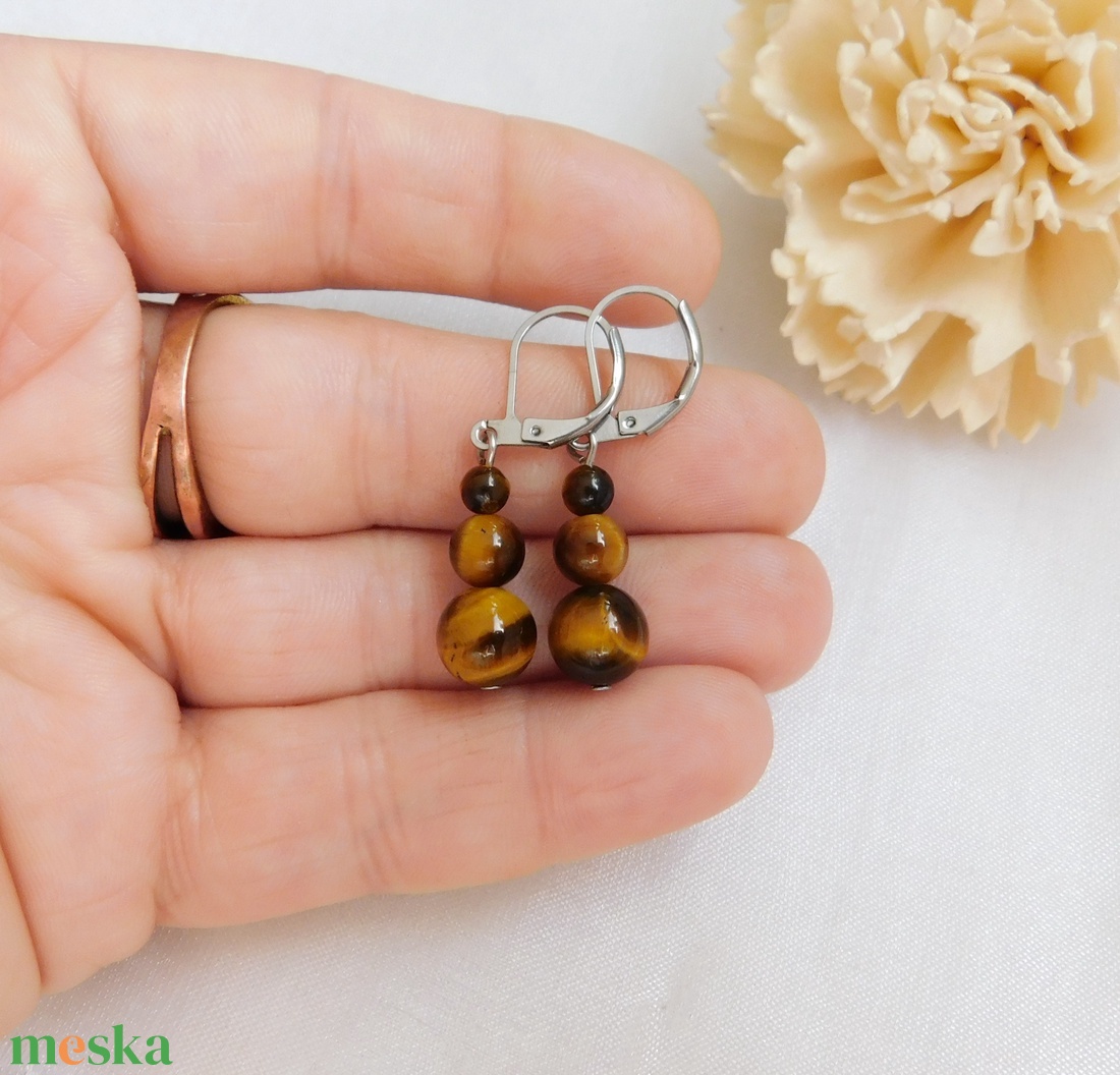 Tigrisszem fülbevaló - ékszer - fülbevaló - lógó fülbevaló - Meska.hu