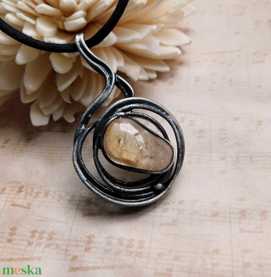 Citrin medál - ékszer - nyaklánc - medálos nyaklánc - Meska.hu