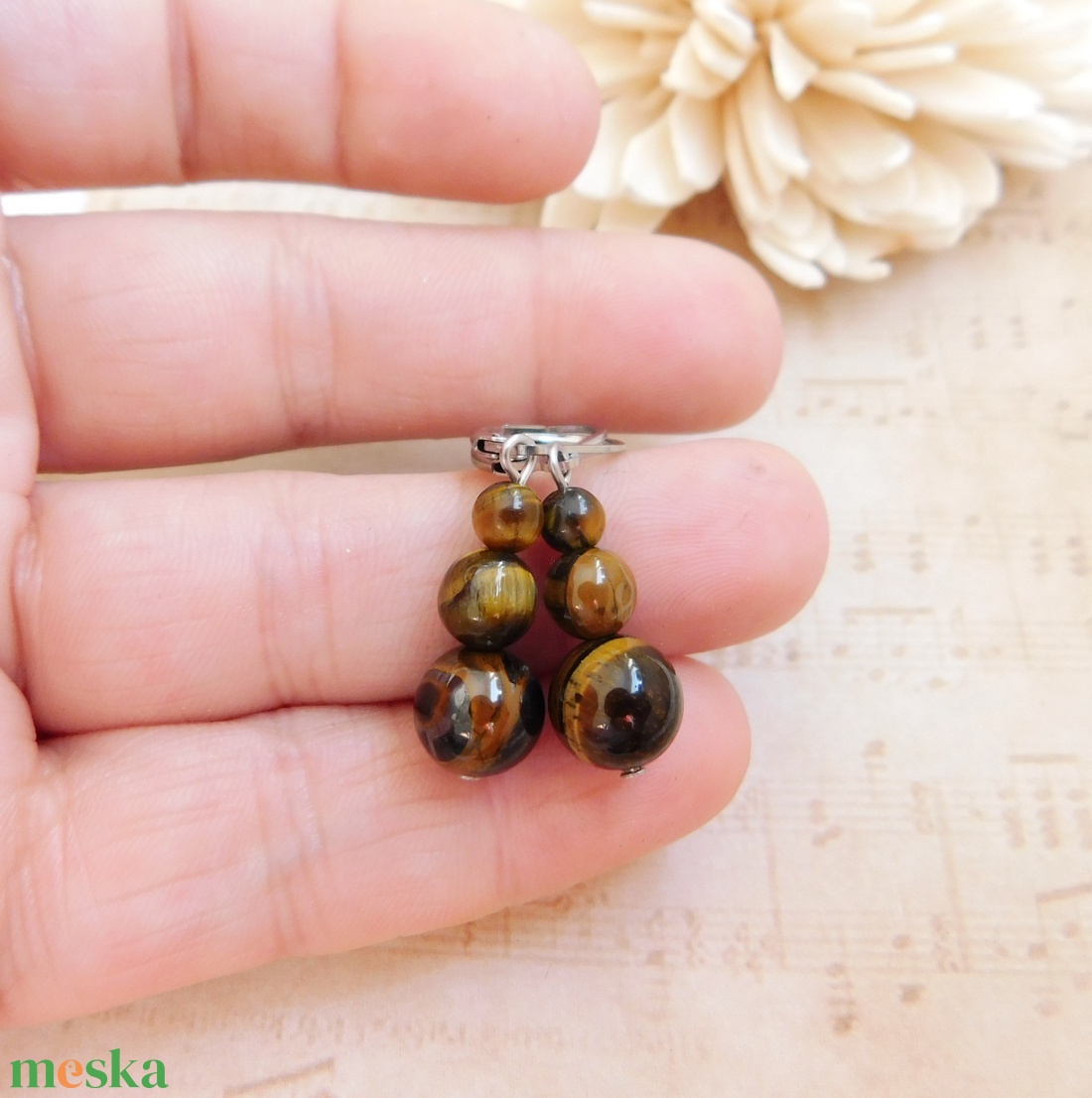 Tigrisszem fülbevaló - ékszer - fülbevaló - lógó fülbevaló - Meska.hu