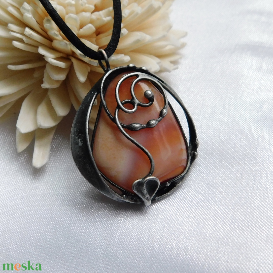 Karneol medál - ékszer - nyaklánc - medálos nyaklánc - Meska.hu