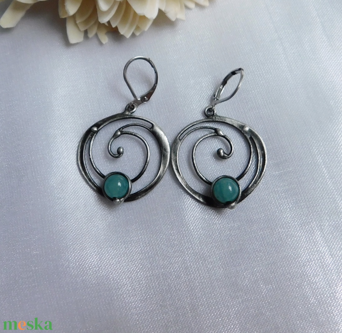 Amazonit fülbevaló - ékszer - fülbevaló - lógó fülbevaló - Meska.hu