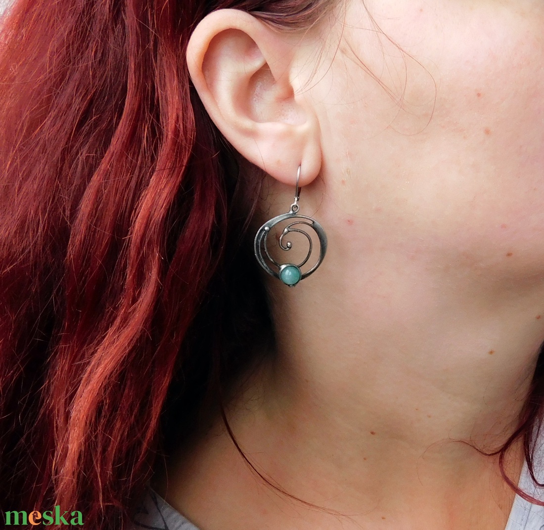 Amazonit fülbevaló - ékszer - fülbevaló - lógó fülbevaló - Meska.hu