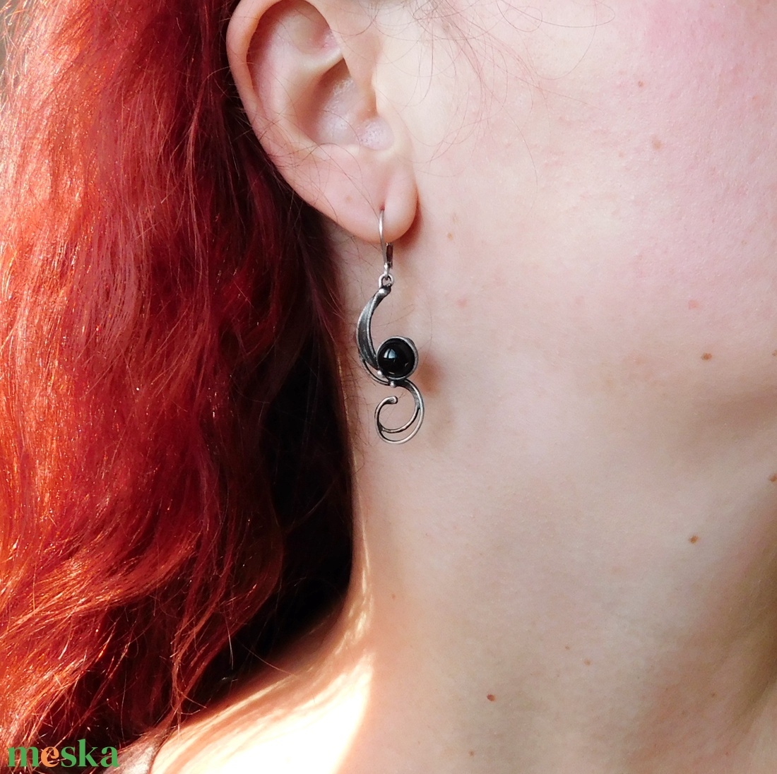 Obszidián fülbevaló - ékszer - fülbevaló - lógó fülbevaló - Meska.hu