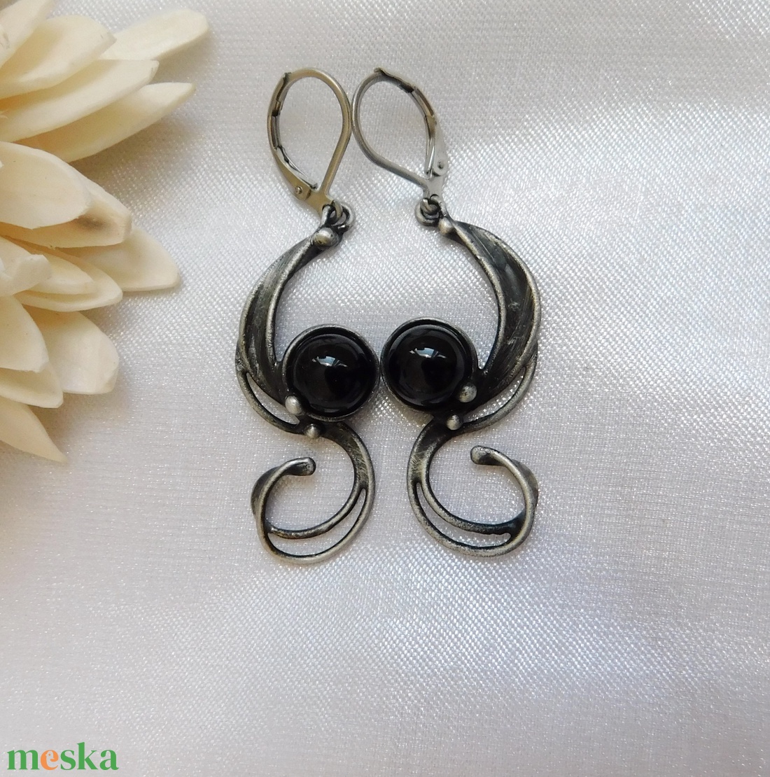 Obszidián fülbevaló - ékszer - fülbevaló - lógó fülbevaló - Meska.hu