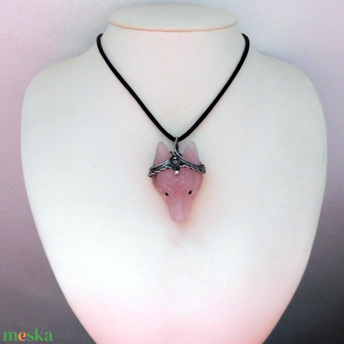 Rózsakvarc farkas nyaklánc rubelittel - ékszer - nyaklánc - medál - Meska.hu