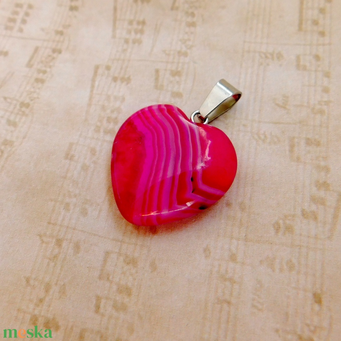 Achát szív medál - ékszer - nyaklánc - medálos nyaklánc - Meska.hu