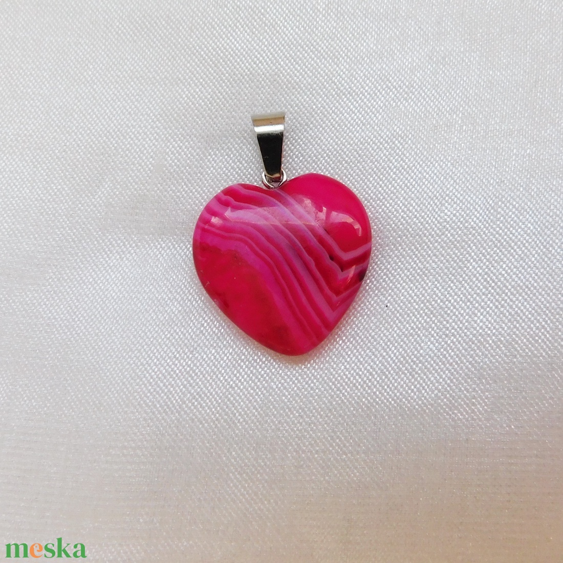 Achát szív medál - ékszer - nyaklánc - medálos nyaklánc - Meska.hu
