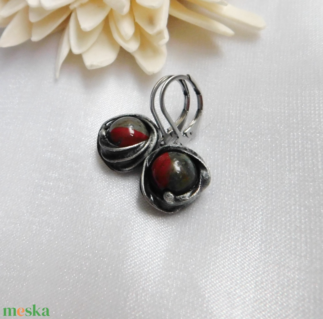 Heliotróp fülbevaló - ékszer - fülbevaló - lógós kerek fülbevaló - Meska.hu