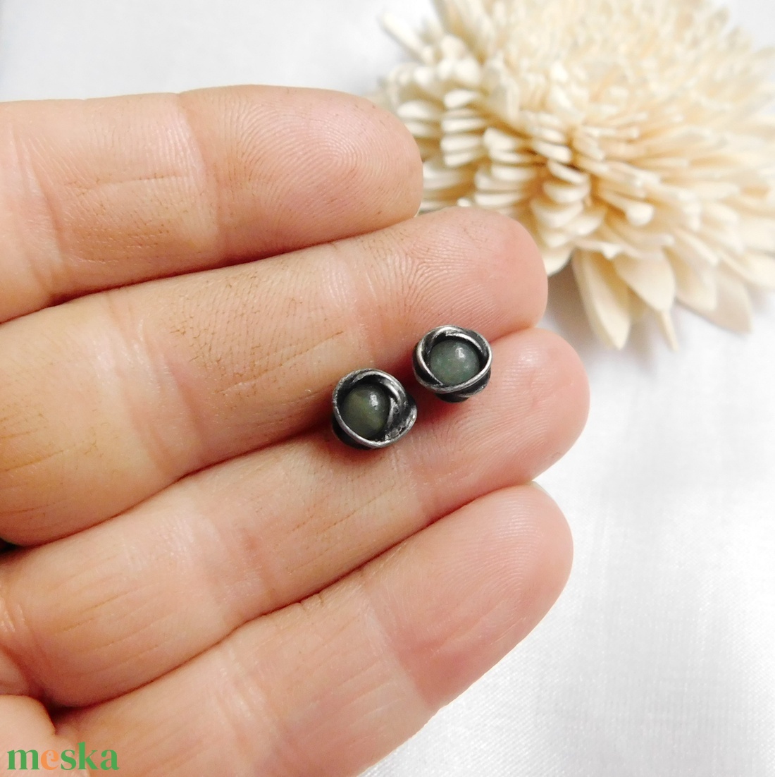 Bedugós aventurin fülbevaló - ékszer - fülbevaló - pötty fülbevaló - Meska.hu