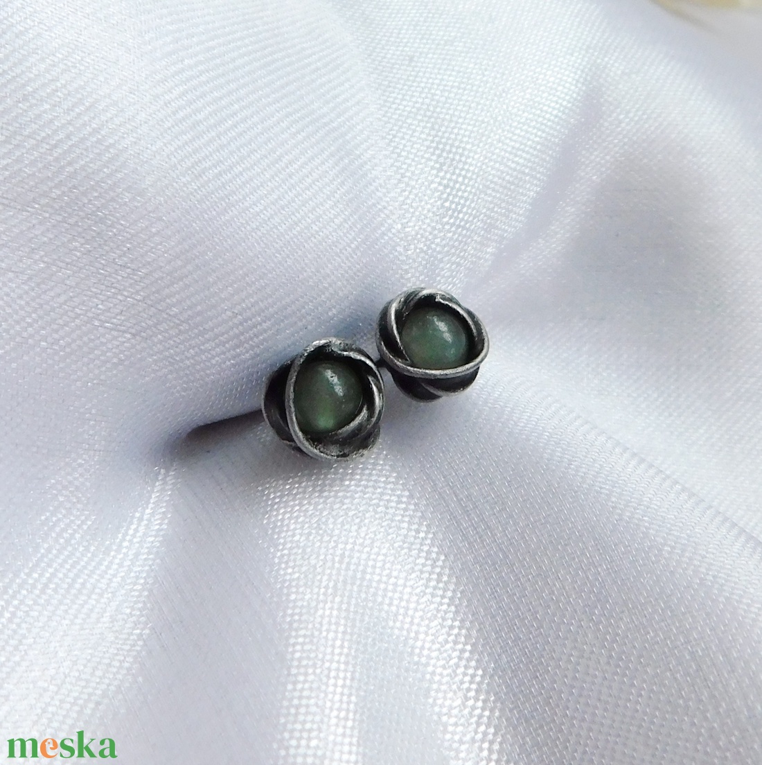 Bedugós aventurin fülbevaló - ékszer - fülbevaló - pötty fülbevaló - Meska.hu