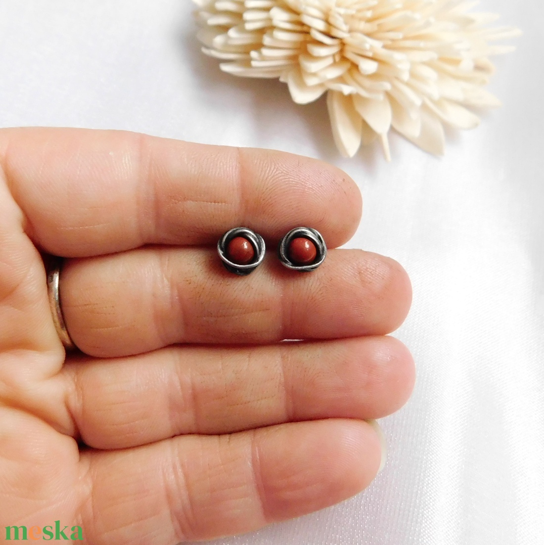 Bedugós jáspis fülbevaló - ékszer - fülbevaló - lógós kerek fülbevaló - Meska.hu