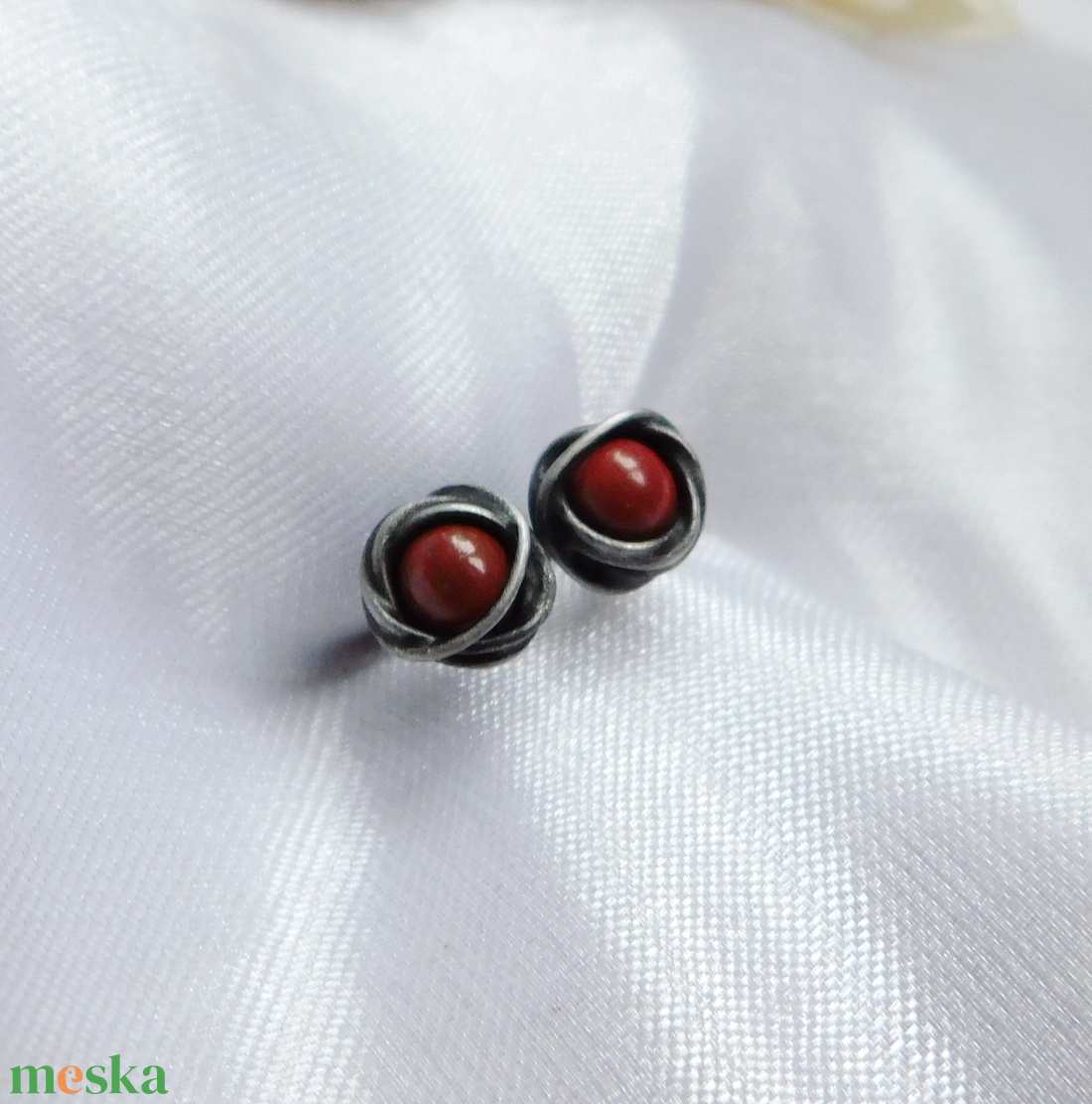 Bedugós jáspis fülbevaló - ékszer - fülbevaló - lógós kerek fülbevaló - Meska.hu